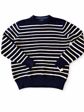 Scotch & Soda Navy & Creamy White Striped Crewneck Sweater Men’s L